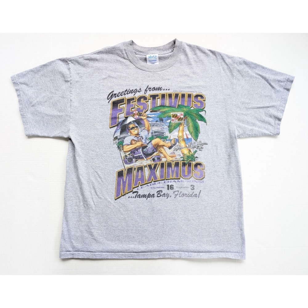 Vintage Baltimore Ravens Shirt Mens XL Festivus Maximus 2000 Edwin Mulitalo Gray